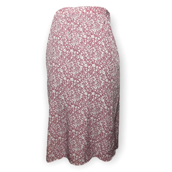 ModCloth Women's Pink & White Floral Straight Skirt With Front Slit Size M - Picture 4 of 11